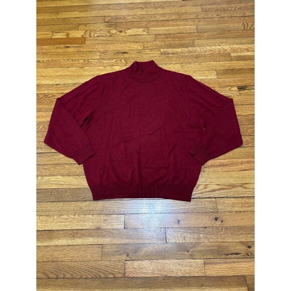 Jos. A. Bank Mens Sweater Size XL Red 100% Wool Tight Knit Mock Neck NWT $90 - Picture 1 of 7